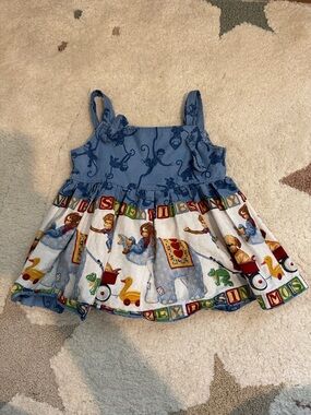 Blue Toy-Print Toddler Dress